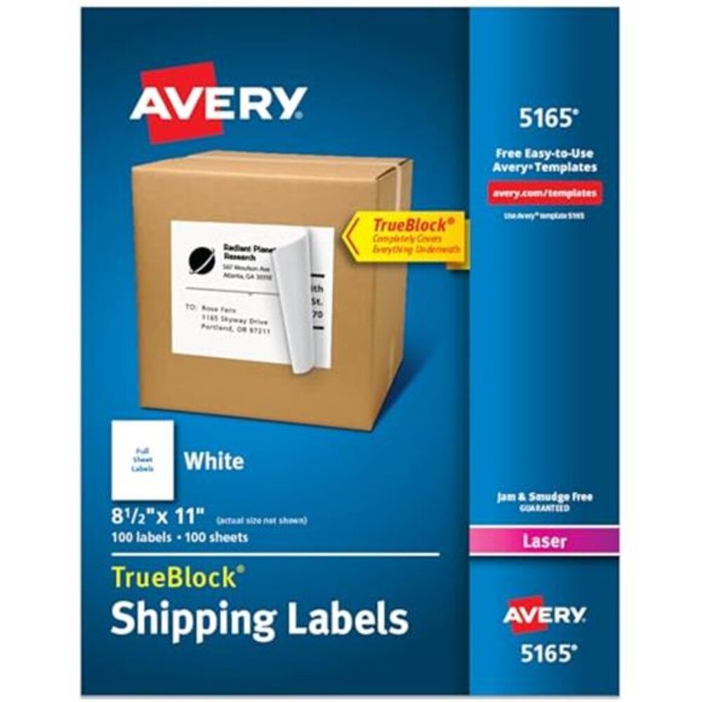 Avery Full-Sheet Printable Shipping Labels, 8.5" x 11" Customizable Stickers,